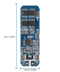No Drama 5 Pack 3S 10A Lithium Battery Management System For 18650 Cells with dimensions 5cm x 1.6cm, blue circuit board design.
