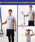 Person demonstrating Heavy Duty Resistance Band Wall Anchor System For Home Gyms With Stretch Straps and Suspension Trainer Mount.