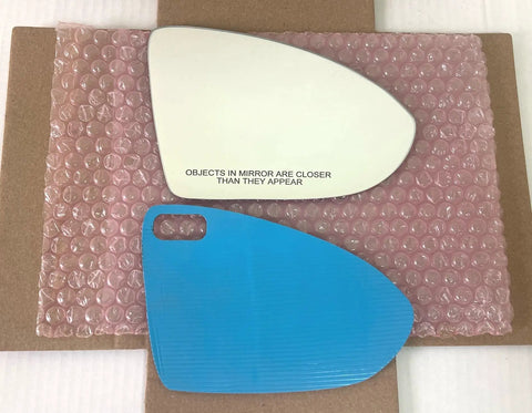 Replacement Mirror Glass With Full Size Adhesive For Golf GTI And E Golf Passenger Side View Right RH Direct Fit shown with adhesive backing
