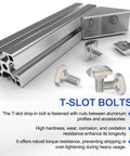 Beefy M6 X 20mm T Slot Bolts Kit With Hammer Head Drop In Bolts And Hex Flange Nuts For 30 Series Extrusion