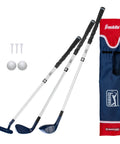 Totally Kid Friendly Beginner Golf Set With Adjustable Length Plastic Clubs Bag And Balls in red and blue with tees and foam balls