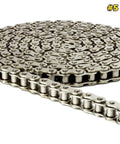 40NP Nickel Plated ANSI Roller Chain, 5 Feet With 1 Connecting Link, shown coiled with corrosion-resistant finish