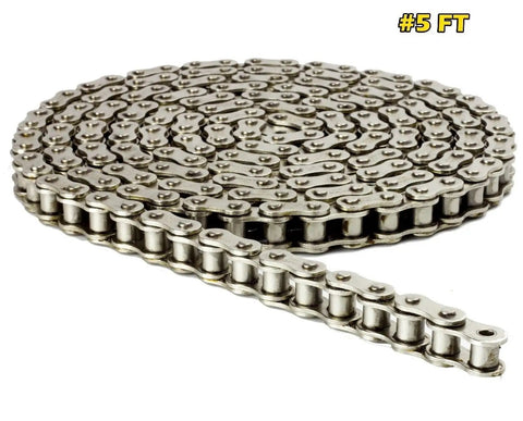 40NP Nickel Plated ANSI Roller Chain, 5 Feet With 1 Connecting Link, shown coiled with corrosion-resistant finish