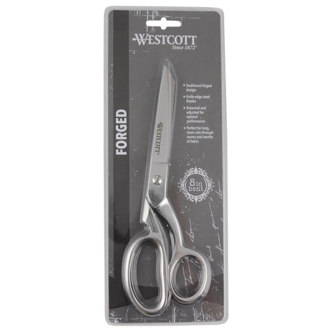 Heavy Duty Bent Fabric Scissors With 8 Inch Forged Blades And Precision Ground Knife Edge For Seamless Cutting, Perfect For Sewing, Crafts, And Office Projects. 8in bent scissors in package