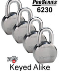 Four High Security Pro Series Padlocks Keyed Alike With Eight Keys For Easy Access And Shared Security Built With BumpStop Technology