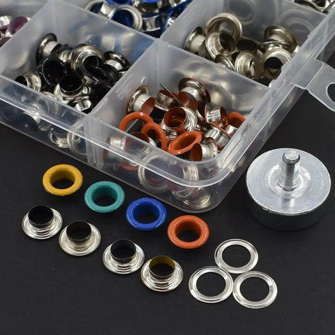 Grommets Kit 300 Sets 1/4 Inch Metal Eyelets With Base, Punch And Install Tool Included For Bags, Shoes, Clothes, And Crafts