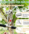 Backyard Zip Line Kit For Kids And Adults Up To 500 Lbs, Heavy Duty 304 Stainless Steel Cable, 80 Foot Line With Trolley, Close-Up