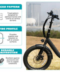 Beefy 20x3 Fat Bike Tire For E-Bikes And Mountain Snow Riding with tread pattern, wide profile, and durable construction.