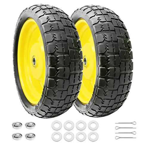 13 Inch No Flat Ever 4.00 By 6 Tire And Wheel Replacement For Gorilla Cart Heavy Duty Solid Foam Wheel, components displayed