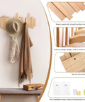 Dope Solid Wood Wall Mounted Coat Rack With Six Flip Down Hooks Magnetic, 16 Inch Wide in entryway with hat and scarf
