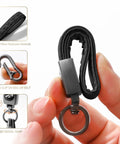 Heavy Duty Leather Carabiner Keychain With 360 Degree Rotating Snap Swivel Anti Lost D Ring And Woven Handmade Strap
