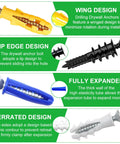Drywall Anchors And Screws Kit 165Pcs With Heavy Duty Toggle Bolts 8 Sizes Metal And Plastic Anchors, design features overview