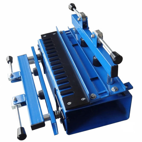Heavy Duty Woodworking Dovetail Jig With Rock Solid Clamps For Dead On Half Blind Cabinet And Drawer Building Adjustable 12 To 24 Inch Range Zero Wiggle Routing Setup, blue metal construction.