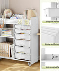 Rolling Storage Cart With Top Pegboard And Six Drawers Mobile Utility Cart On Wheels With Locking Brakes Craft Organizer