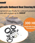Outboard Boat Steering Kit With 13.5 Inch Aluminum Wheel 18 Foot Hoses And 6.9 MPa 1000 PSI PSI Helm Pump Built Tough For 300HP Boats