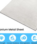 Four Pack Titanium Plate Sheets For DIY Projects, Folks, 4 Inch By 4 Inch, 0.04 Inch Thick, 1mm TA1 Titanium Alloy Sheets corner view