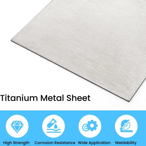 Four Pack Titanium Plate Sheets For DIY Projects, Folks, 4 Inch By 4 Inch, 0.04 Inch Thick, 1mm TA1 Titanium Alloy Sheets corner view