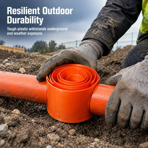 Heavy Duty Electrical Conduit Pipe Connector For A Rock Solid Thread Lock And No Sweat Setup On Outdoor Junction Boxes That Keep Rain And Moisture Out Of Your Wiring Runs, shown in orange with gloves on.