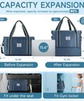 Travel Duffle Bag For Everyday Getaways Foldable Waterproof Weekender with expansion showing laptop fit, in Peacock Blue