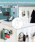 Heavy Duty Adjustable Over Door Hooks, Premium Metal Coat Hangers Built Tough To Handle Your Daily Grind, Clutter Free Cubicle Organizers Fit 1 3 8 To 3 2 Inch Panels, Sleek Matte Black Five Pack with hooks holding various items.