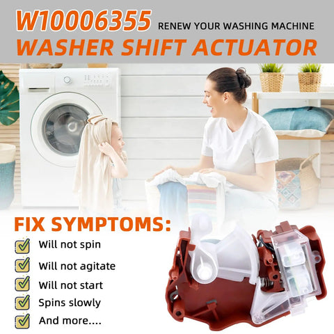 Rock Solid Washer Shift Actuator Compatible With Whirlpool And Crosley Front Load Machines, detailed view of actuator part.