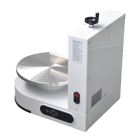 Pro Grade Cake Decorating Turntable With Smoothing Coating Machine For 6 To 14 Inch Cakes, AC110V, adjustable scraper visible