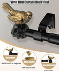 Bird Shaped Curtain Rod Finials Gold Finish Metal Ends For Curtain Rods Easy To Install Set Of 2 Durable Rust Resistant Decor For Windows Or Bedroom Adds Elegant Bird Charm To Your Space.