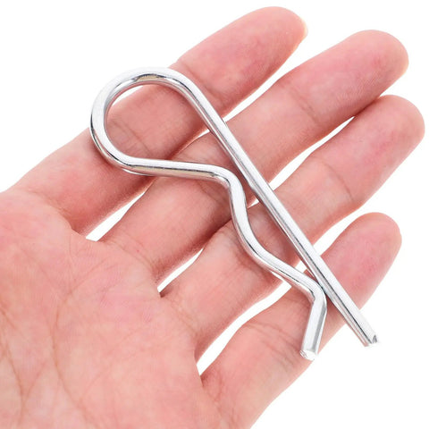 Close-up of a stainless steel cotter pin from 125 Piece Stainless Steel Spring Retainer Cotter Pin Set For Machinery Repairs And Preventing Loosening.
