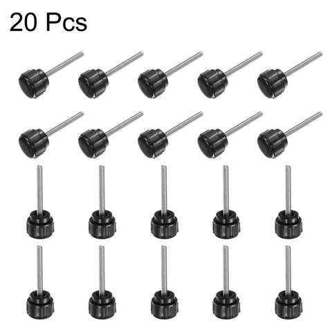 20 Piece M3 X 25mm Male Thread Knurled Knobs Black Thumb Screws Featuring Sweet Security Grip and No Sweat Clamping Action.
