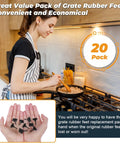 RV Stove Grate Feet Bumpers 20 Pack Heavy-Duty Rubber Feet Replacement for Gas Range Grates with chef cooking and product close-up