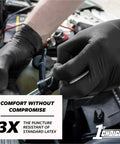 Black Nitrile Gloves 6 Mil For Mechanics And Auto Shop Work Latex Free shown handling car maintenance task