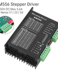 Powerful Stepper Motor Driver For Nema 17 23 34 Motors, 20 To 50V DC, Up To 5.6A, 4 6 8 Wire, 128 Microstep CNC Controller shown from top angle.
