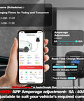 User interface showing Bluetooth control for Level Two Electric Vehicle Charger Station featuring 240V and 40A wiring.