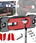Get Your Truck Back On Track With This Rock Solid Aluminum Hawse Fairlead And Grade 80 Forged Steel Winch Hook Set displayed with tools.