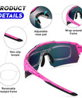 Polarized Sports Sunglasses With UV 400 Protection For Women And Men, Ultra Lightweight Frameless Running Glasses in Pink, product details
