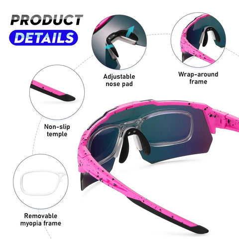 Polarized Sports Sunglasses With UV 400 Protection For Women And Men, Ultra Lightweight Frameless Running Glasses in Pink, product details