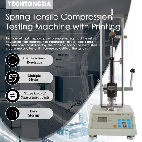 Spring Testing Meter 500N Push-Pull Tensile Tester For Extension And Compression With 99 Data Storage, Multi-Unit Readout In N KG LB, English LCD, Real-Time And Peak Modes, Modbus RTU Ready, front view