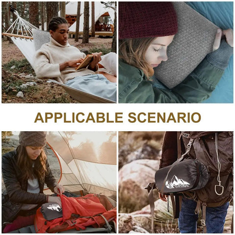Travel Camping Pillow With Shredded Memory Foam, Ultra Compact And Compressible in various outdoor scenarios