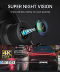 Image showing Super Night Vision feature of 4K Rear View Mirror Dash Cam With 10 Inch Screen, Front And Rear Cameras, 1080P Backup Camera.