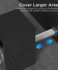 Magnetic Dryer Vent Connector Kit With No-Fuss Quick Connect Tech, 4-Inch Duct, 2.6ft Length attached to dryer.