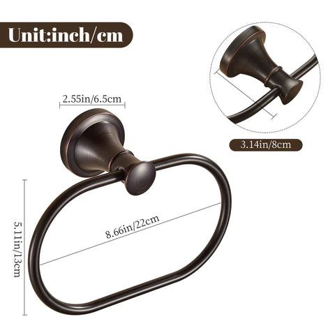 Dope Oil Rubbed Bronze Towel Ring Wall Mount For Bathroom, oval hand towel holder dimensions, rustic farmhouse style