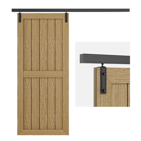8 Foot Ceiling Mount Box Rail Barn Door Hardware Kit Heavy Duty Steel Sliding Track For Interior And Exterior Doors DIY Friendly Install No Door Included