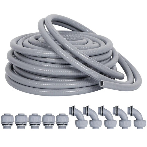 Liquid Tight Conduit And Connector Kit Half Inch Twenty Five Feet Flexible Non Metallic Electrical Conduit with fittings