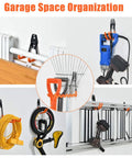 Heavy Duty Garage Hooks 24 Piece Set with 6 sizes wall mount iron anti slip storage hanger organizer holding tools and bikes.
