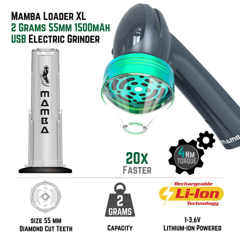 XL Electric Herb Grinder USB Rechargeable One Hand Operation For Dried Herbs And Spices, 2G Capacity, Portable Gray Design