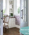16 Inch Black Metal Door Pull Handles Set of 2 for Exterior and Interior Doors installed on white French doors
