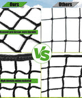 Comparison of diamond grid design and high-density nylon material for 10x10 Practice Net Heavy Duty Nylon Hitting Net For Garage And Backyard Ready To Roll Durable Indoor Outdoor Swing Training Netting With Strong Frame Support And Easy Setup