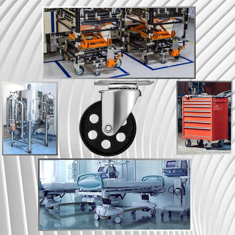 4 Piece Steel Casters With Plates That Roll Smooth as Butter and Handle 350 lbs Per Wheel Featuring Non Brake Lock Mechanism and Swivel Design Perfect for Your Shop Cart or Heavy Gear Project To get Rolling Today on various equipment.
