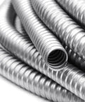 Close-up of a Half Inch Flexible Reduced-Wall Electrical Conduit, 50 Ft Stainless Steel Cable Sleeve Tube for home wiring protection