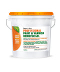 Hardcore Paint And Varnish Remover With Tangy Orange Citrus Scent To Blast Stubborn Oil Latex Acrylic Epoxy Coatings Off Wood Furniture Decks And Cabinets Without Any Drama Or Heavy Lifting In One Standard Gallon Container in a white bucket.